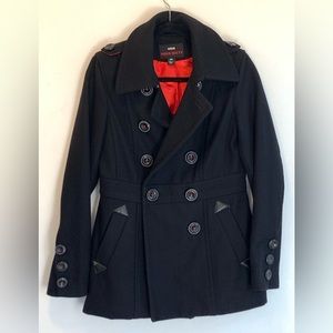 M60 Miss Sixty  Black Wool Coat with gorgeous red color inside .Size M .🔥